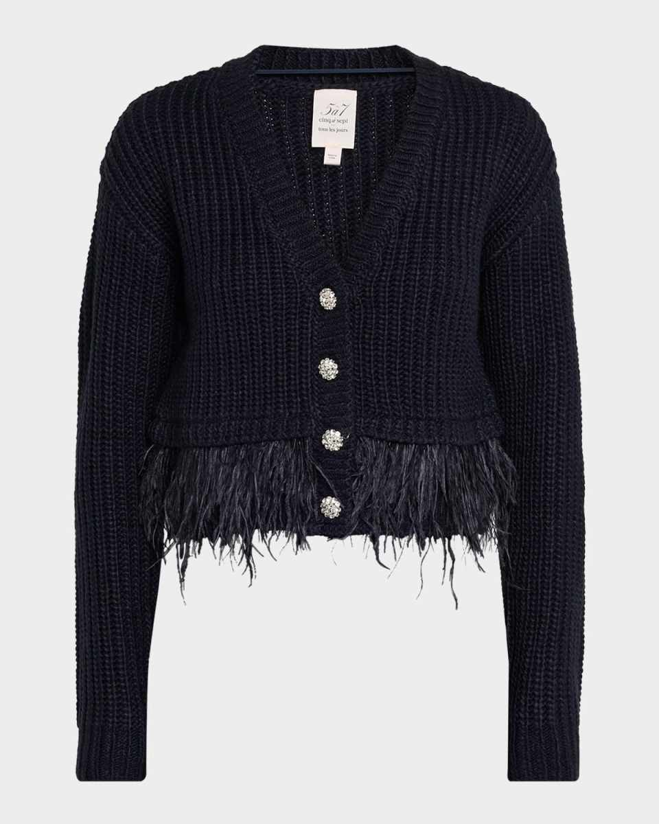Krissi Feather-Trim Cardigan